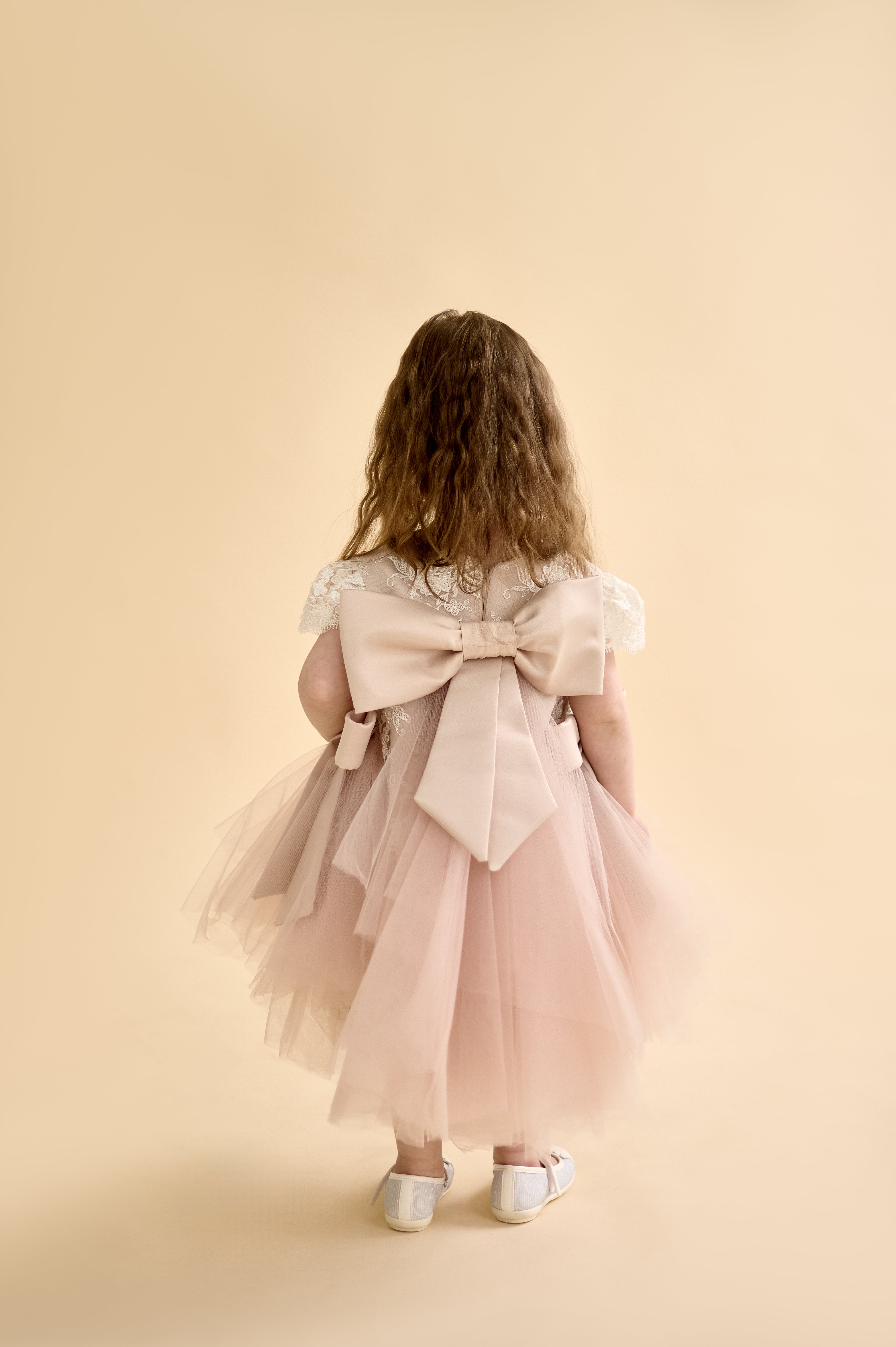 Premium French Lace Couture Powder Pink Dress – Jorya Kids Boutique