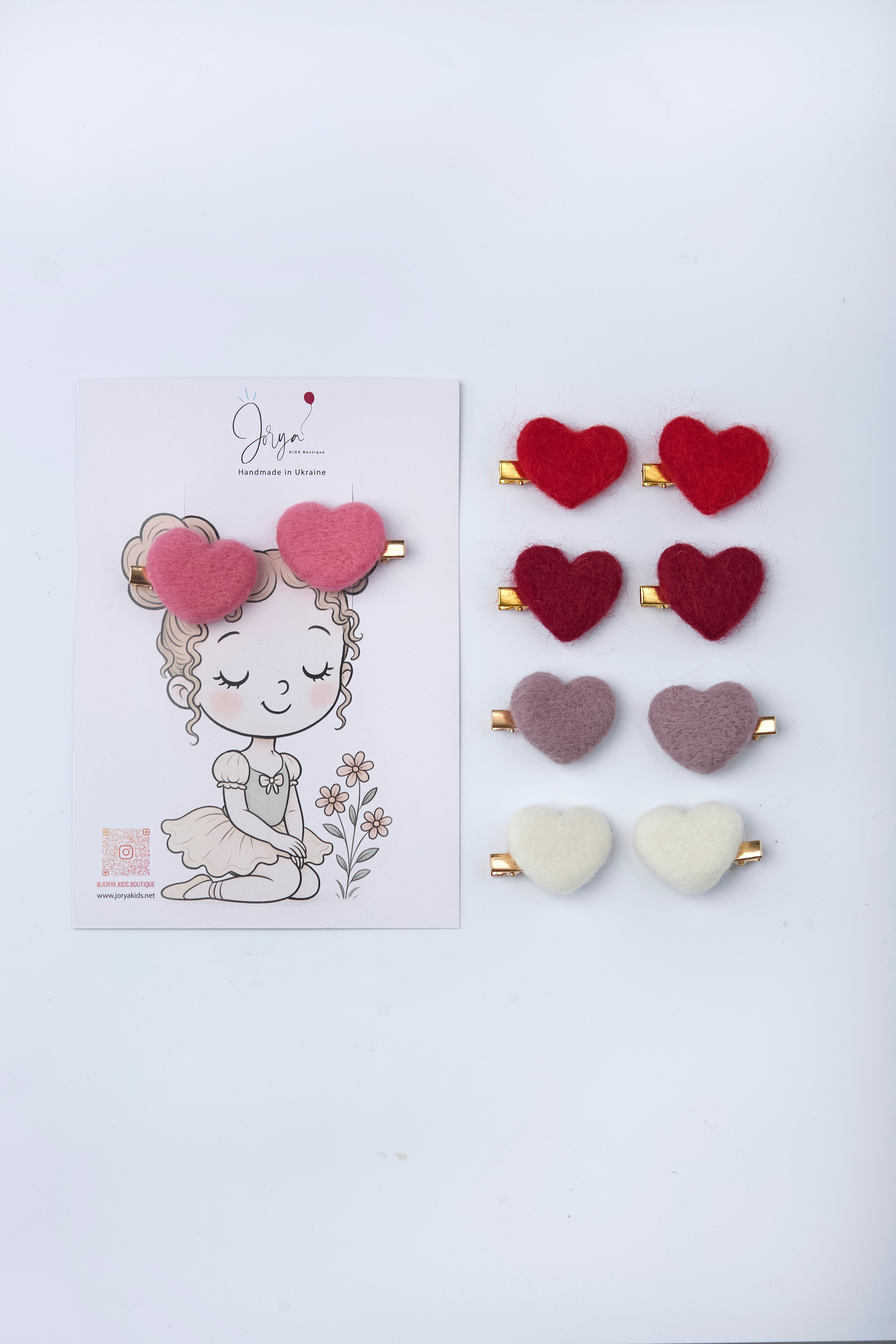 Handmade Felt Heart Hair Clips β Set of 2