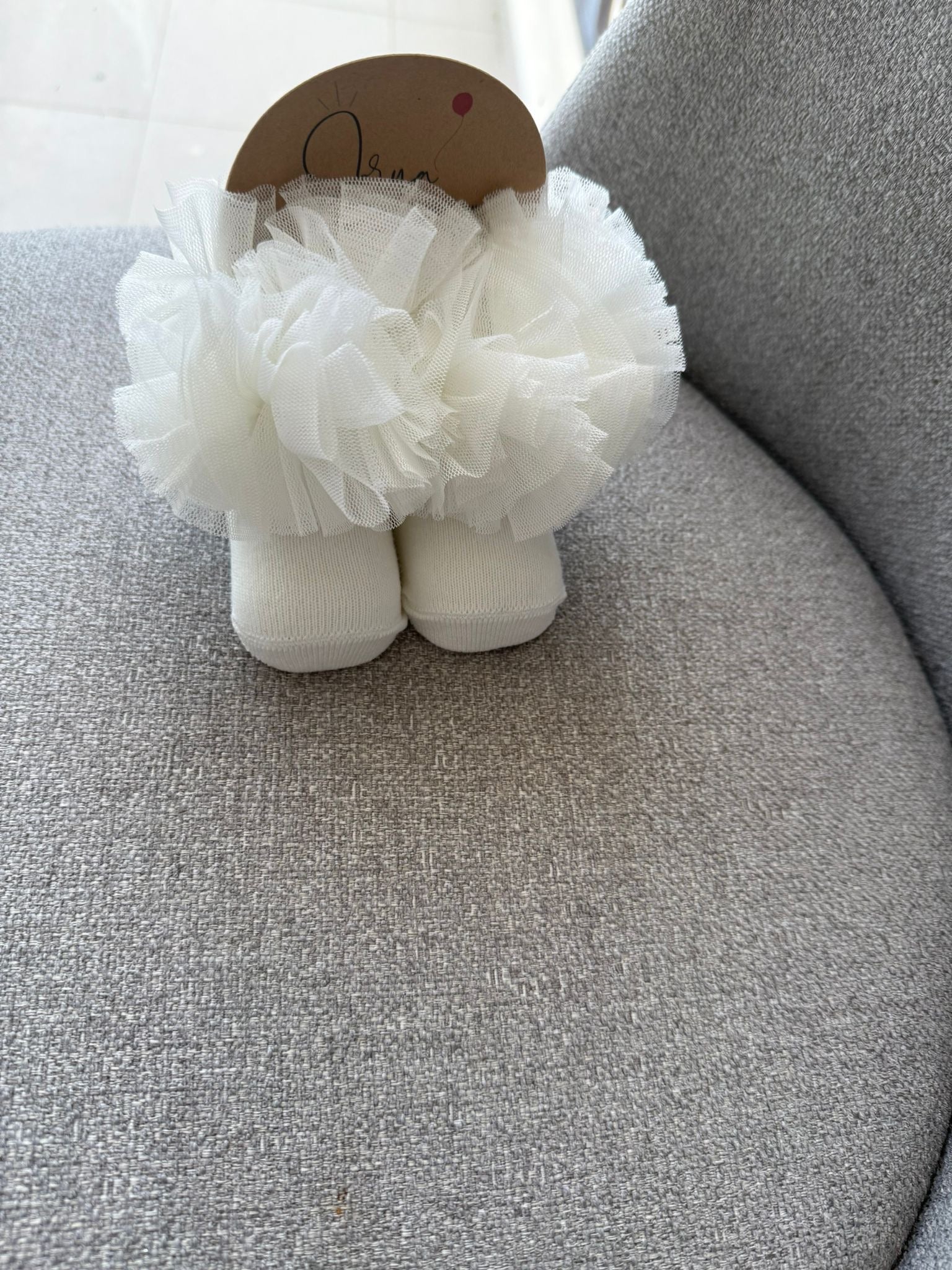 Fluffy Ivory Baby Socks