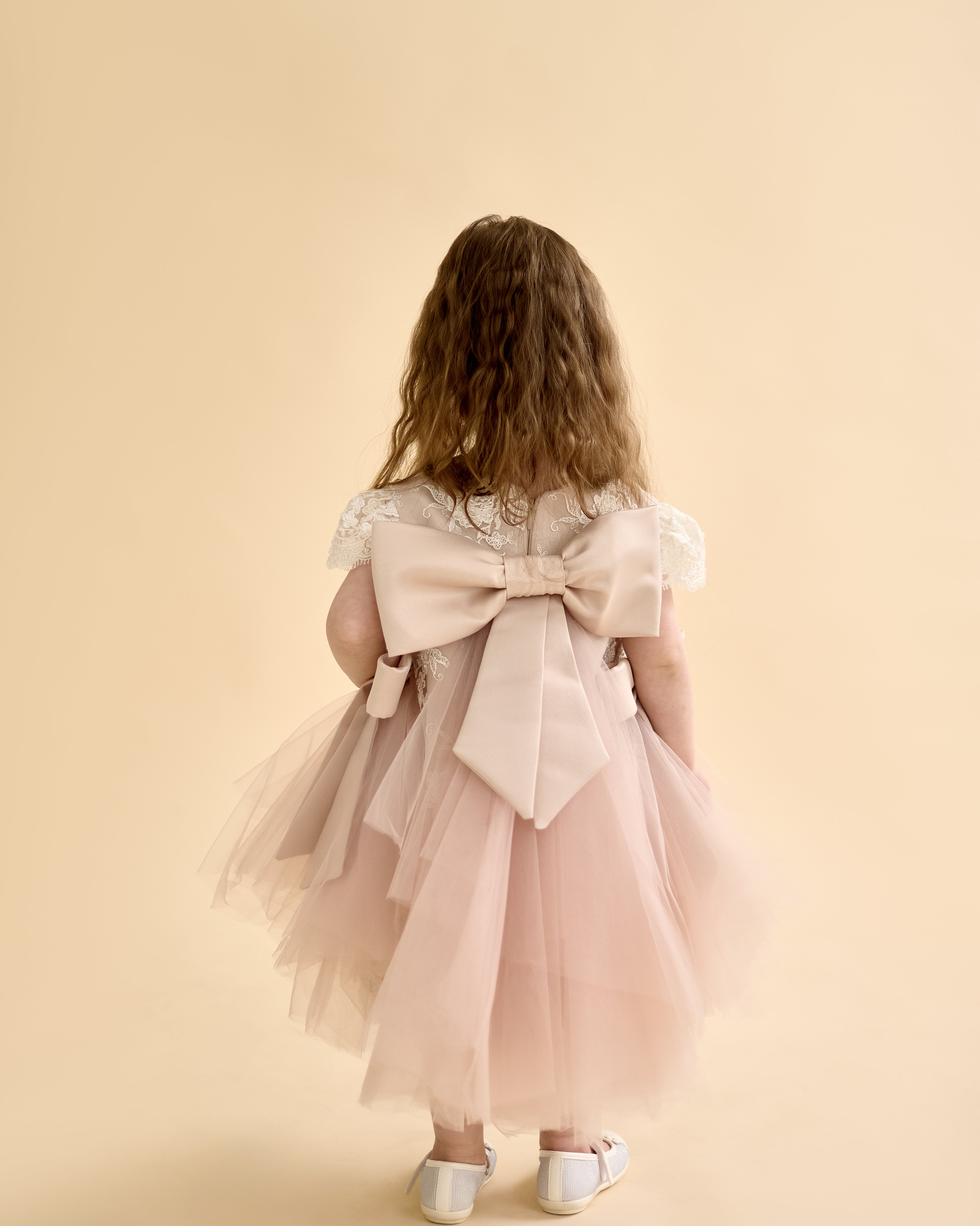 Premium French Lace Couture Powder Pink Dress – Jorya Kids Boutique