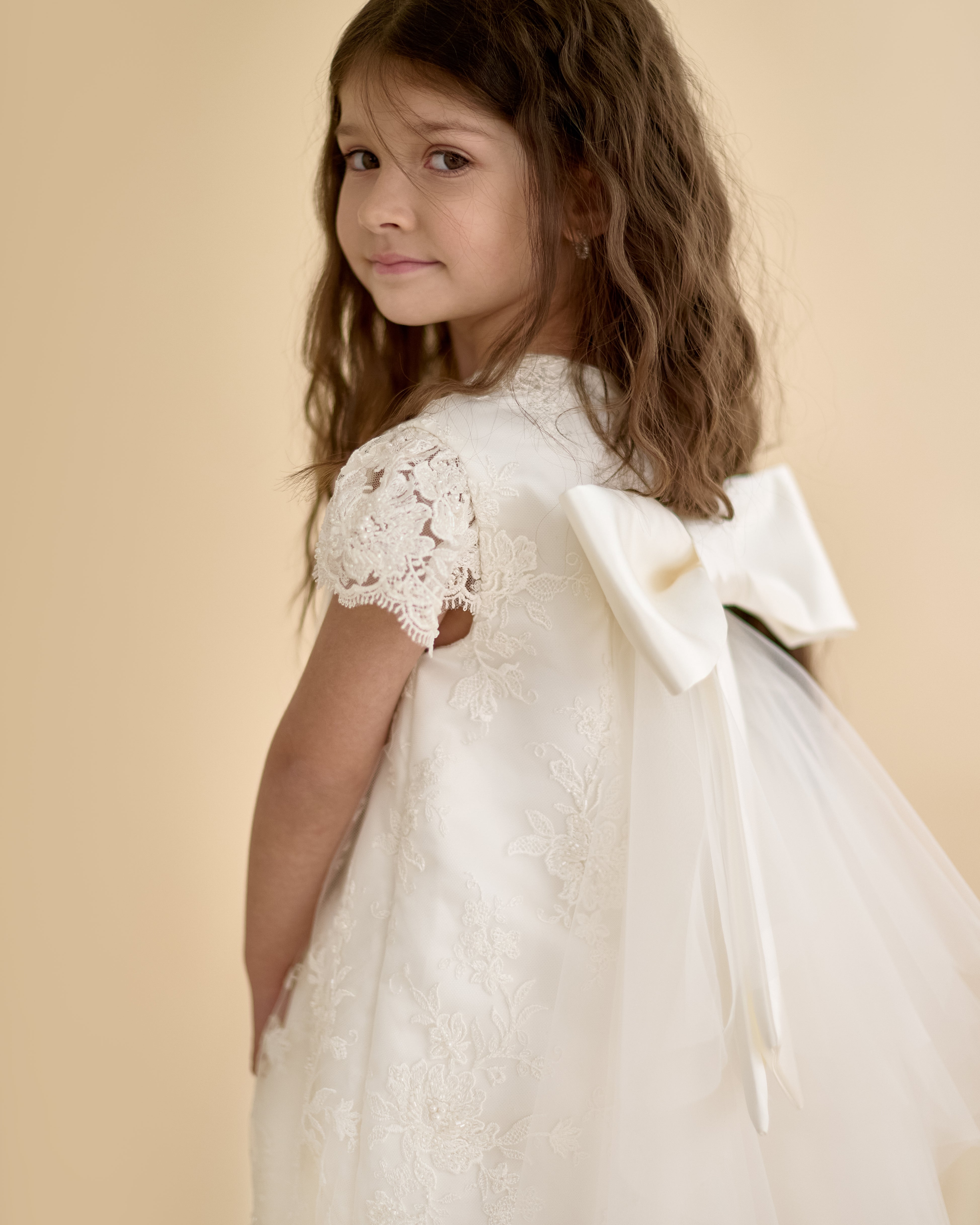 Premium French Lace Couture White Dress – Jorya Kids Boutique
