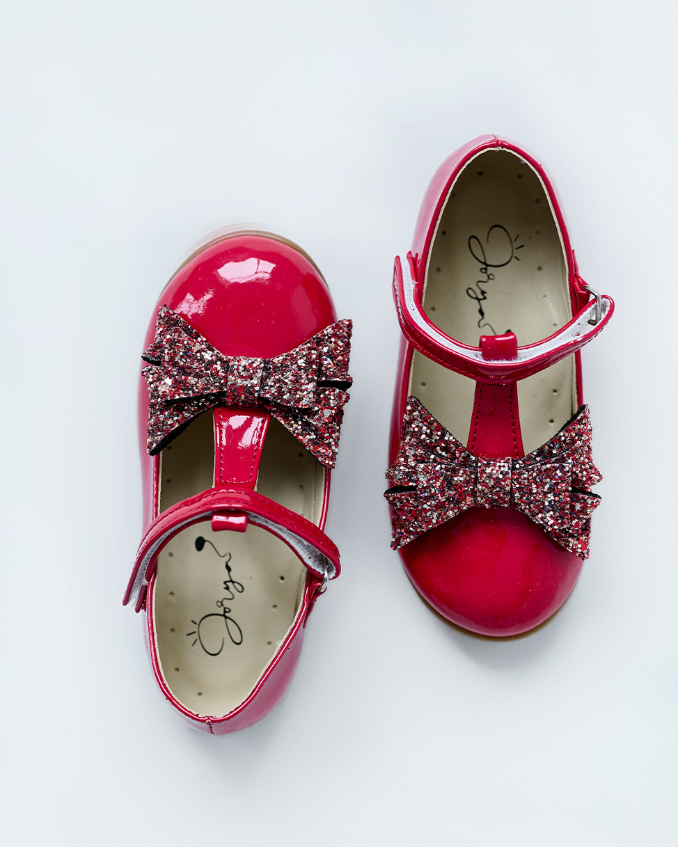 Red Shoes with Glitter Bow – Jorya Kids Boutique