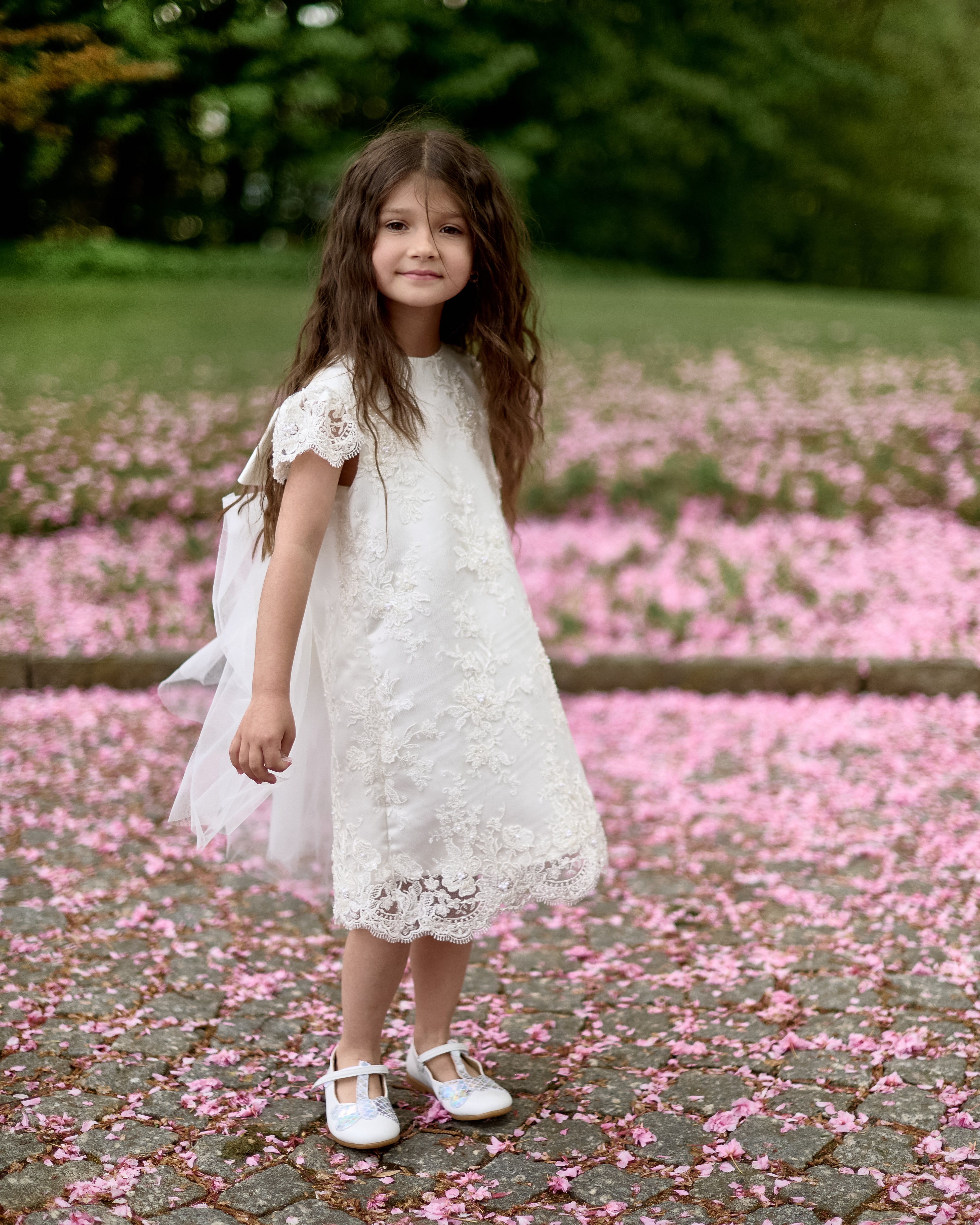 Premium French Lace Couture White Dress – Jorya Kids Boutique