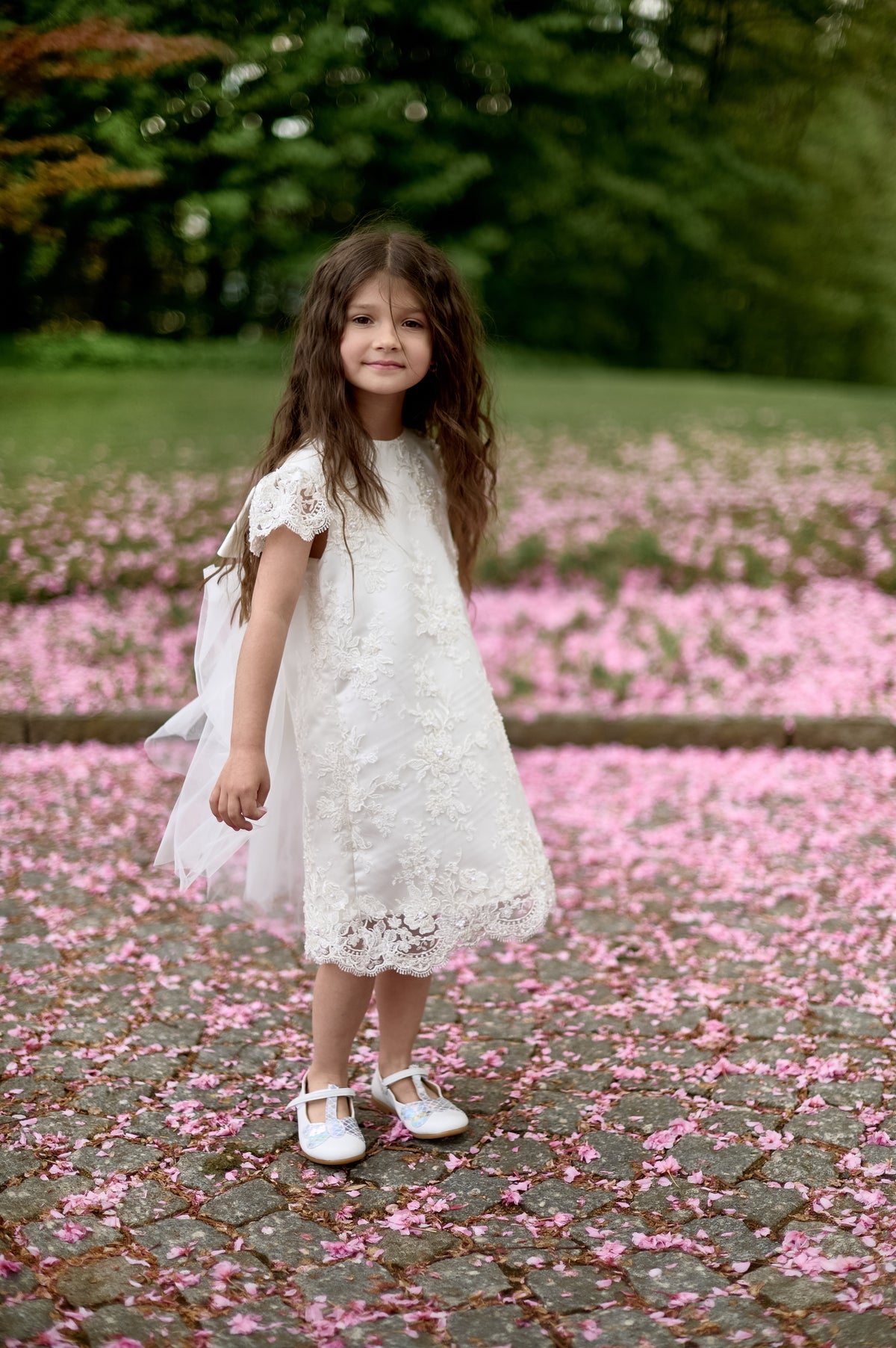 Premium French Lace Couture White Dress – Jorya Kids Boutique