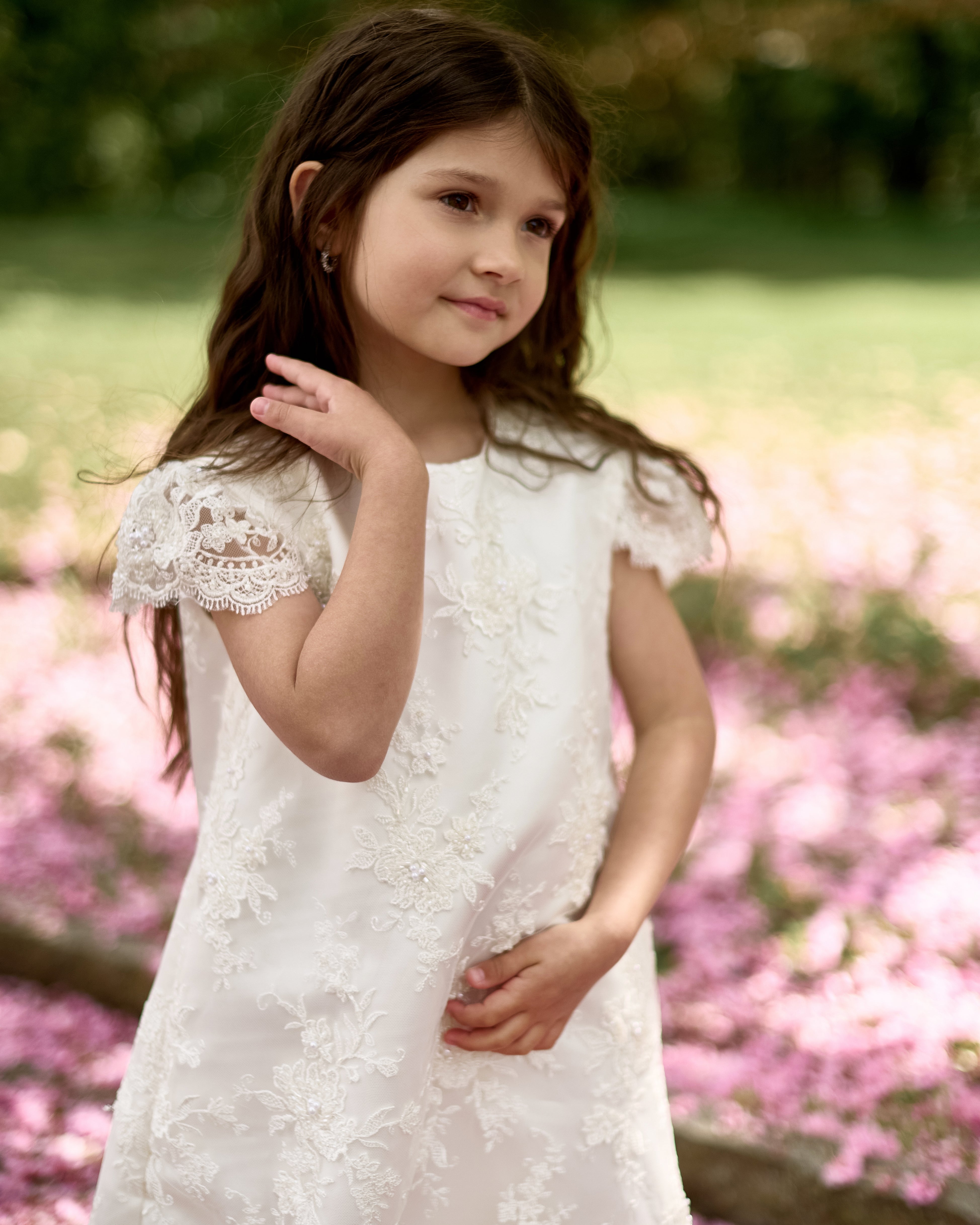Premium French Lace Couture White Dress – Jorya Kids Boutique