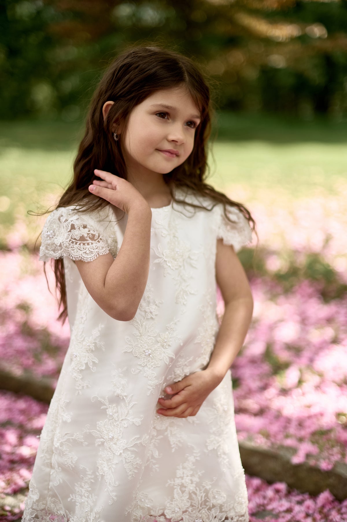 Premium French Lace Couture White Dress – Jorya Kids Boutique