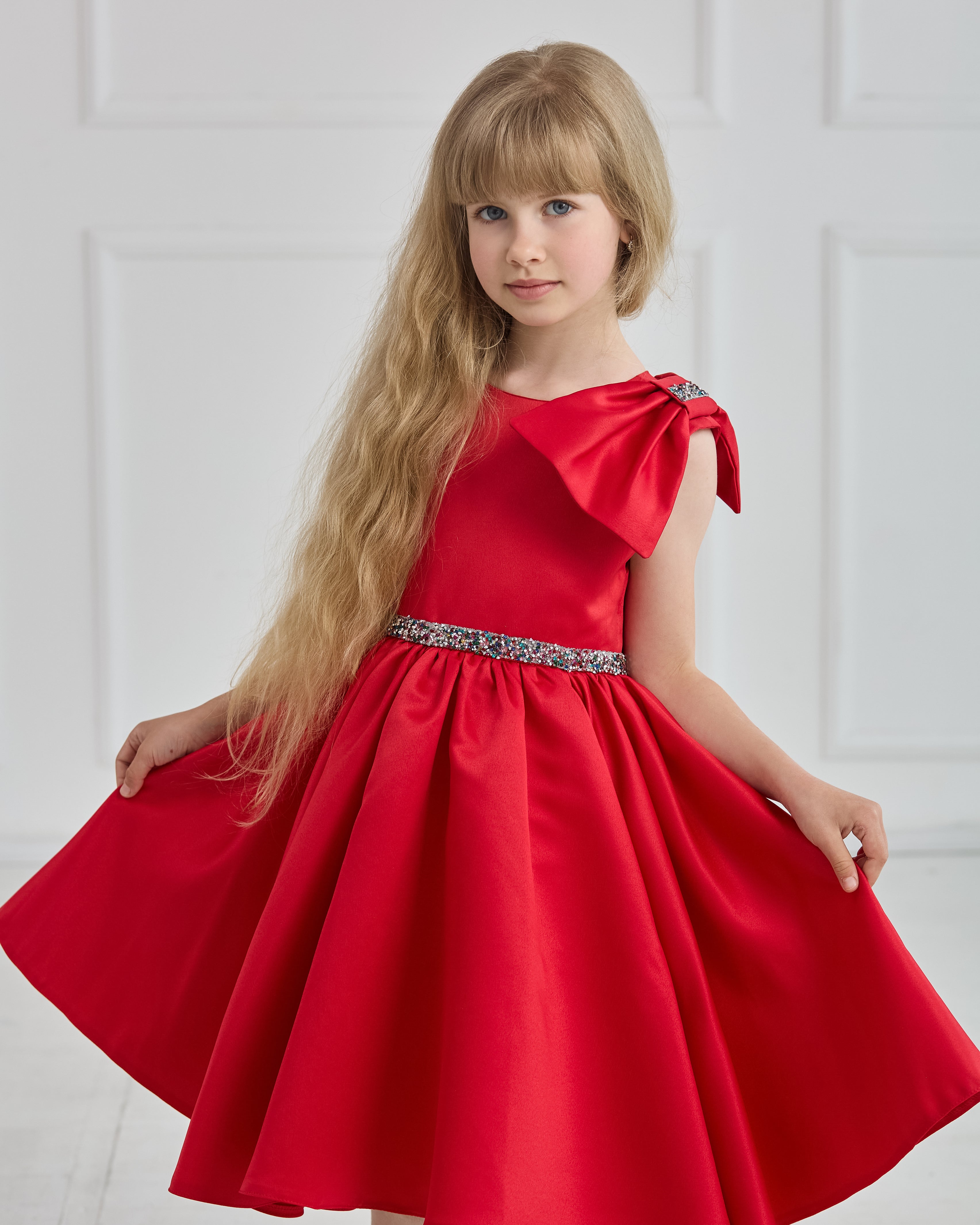 Red Satin Party Dress – Jorya Kids Boutique
