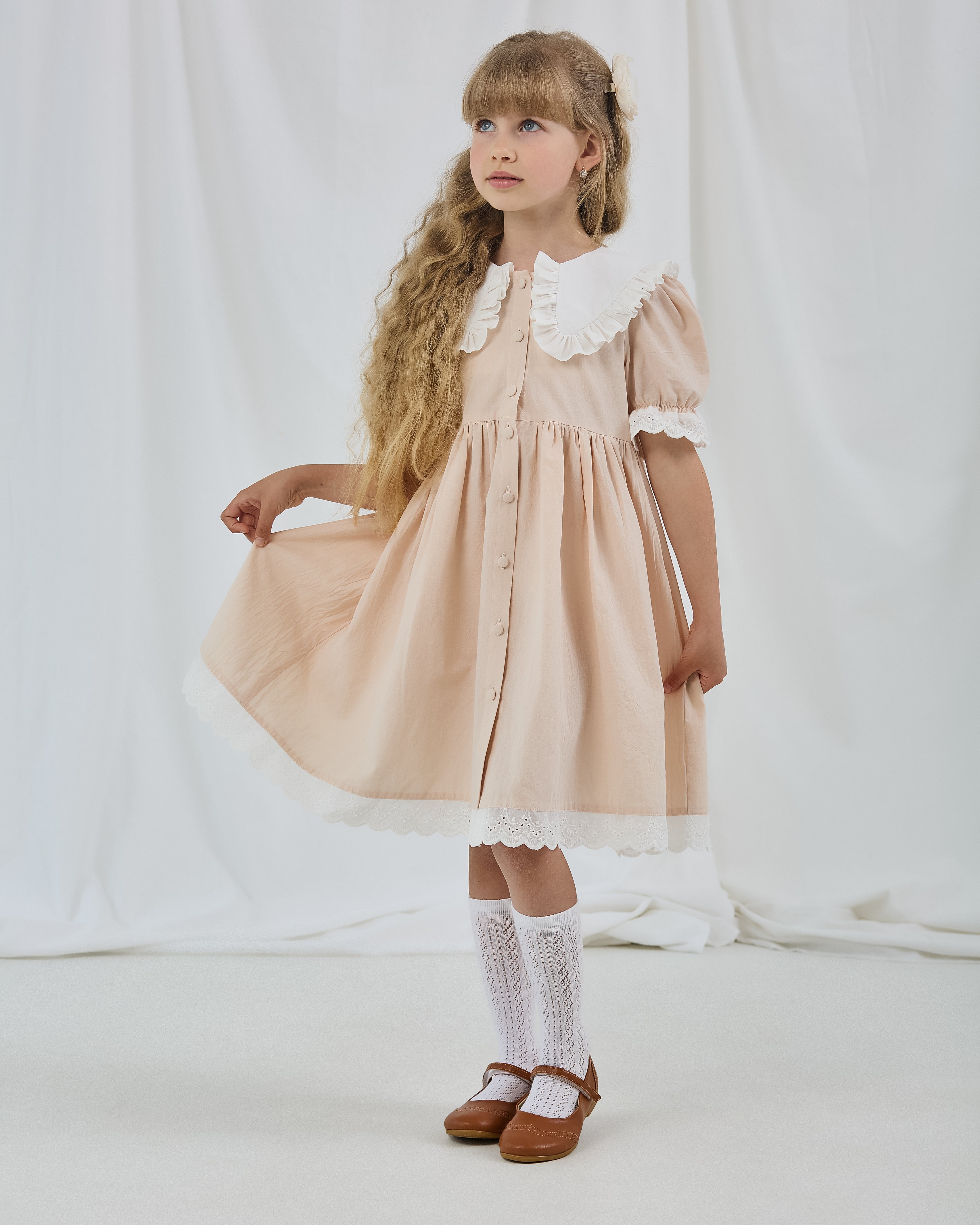 Vintage Collar Cotton Dress – Jorya Kids Boutique