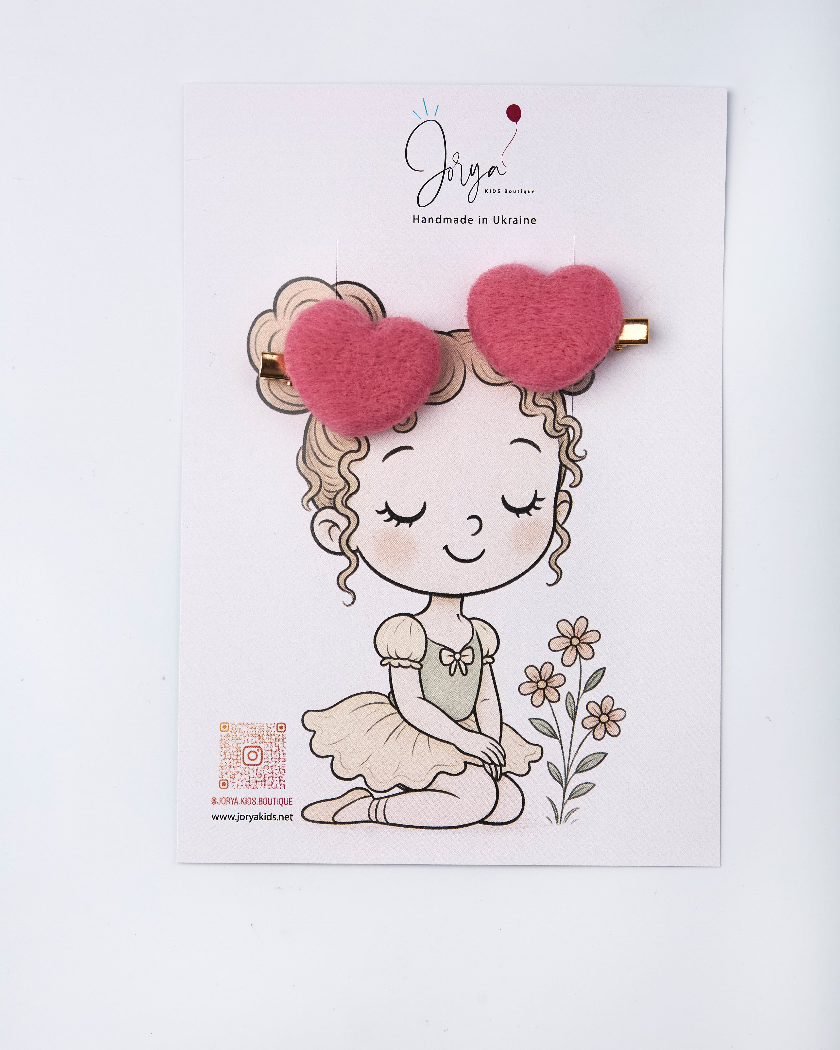 Handmade Felt Heart Hair Clips, Set of 2 – Jorya Kids Boutique