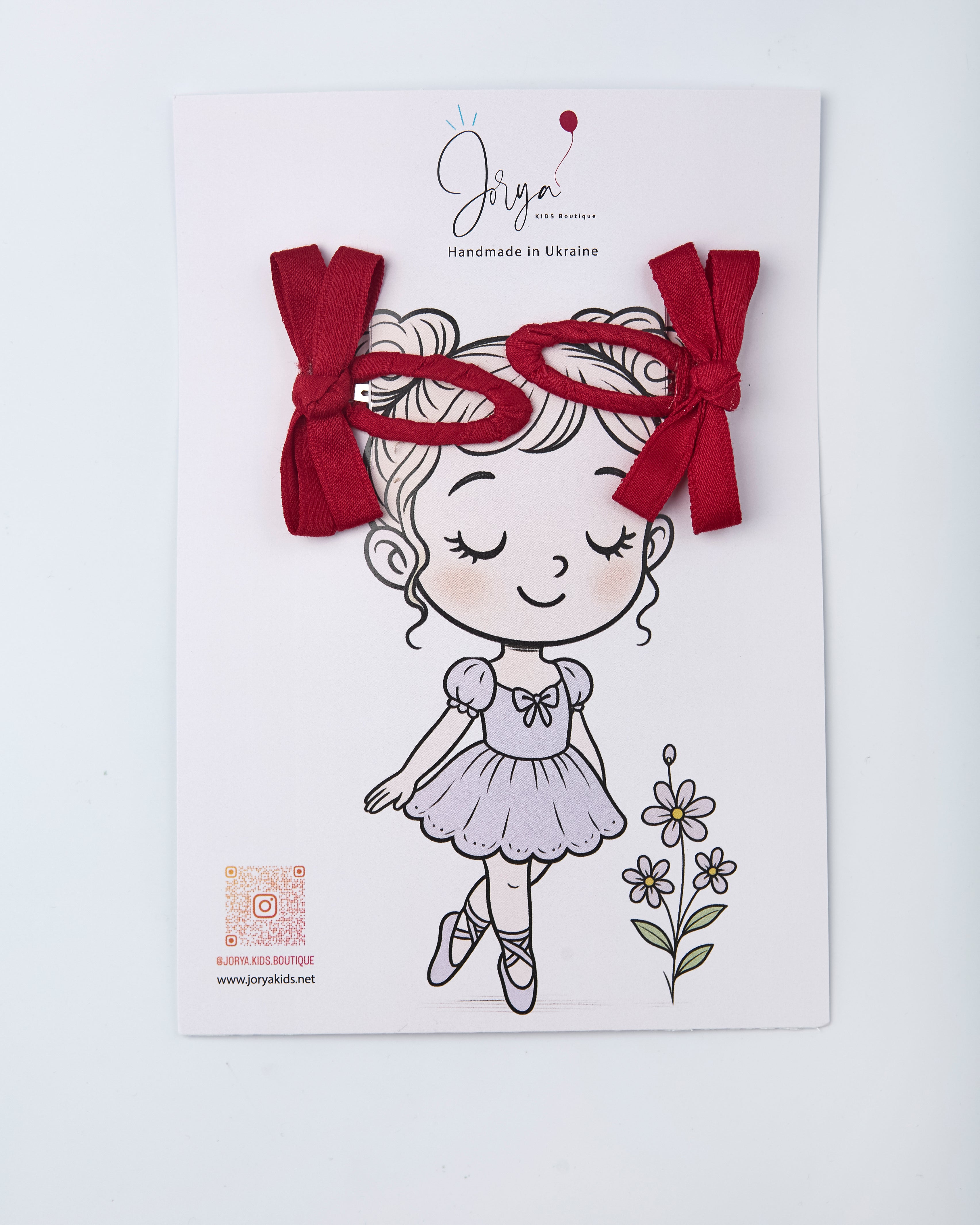 Handmade Red Bow Hair Clips, Set of 2 – Jorya Kids Boutique