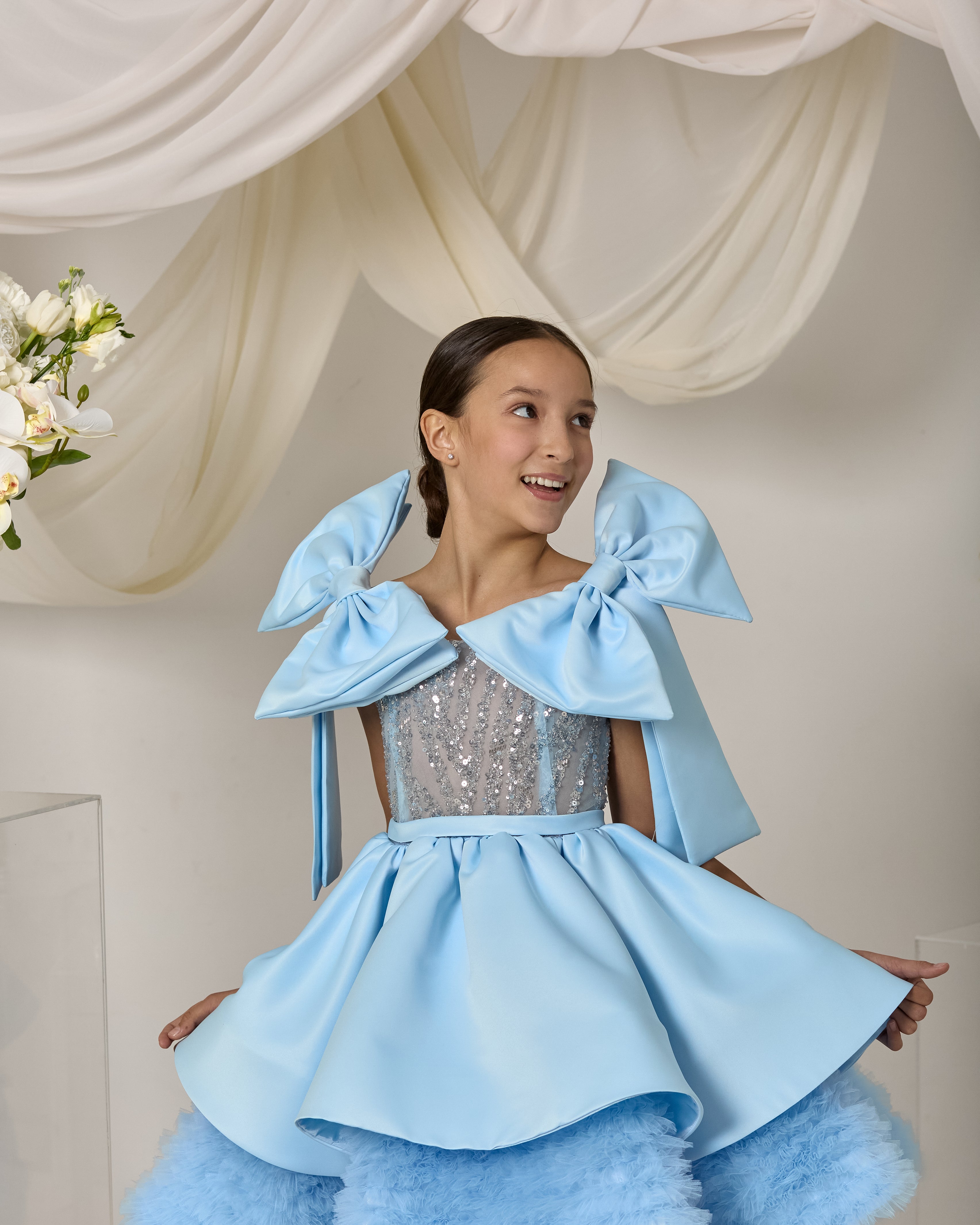 Sky Blossom Dress – Jorya Kids Boutique