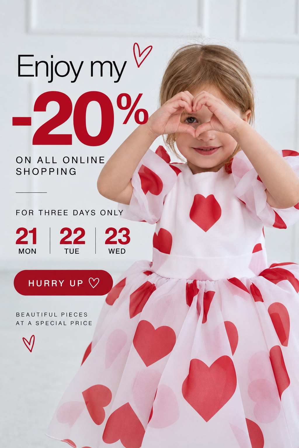 20% off all online shopping, 21 to 23 September